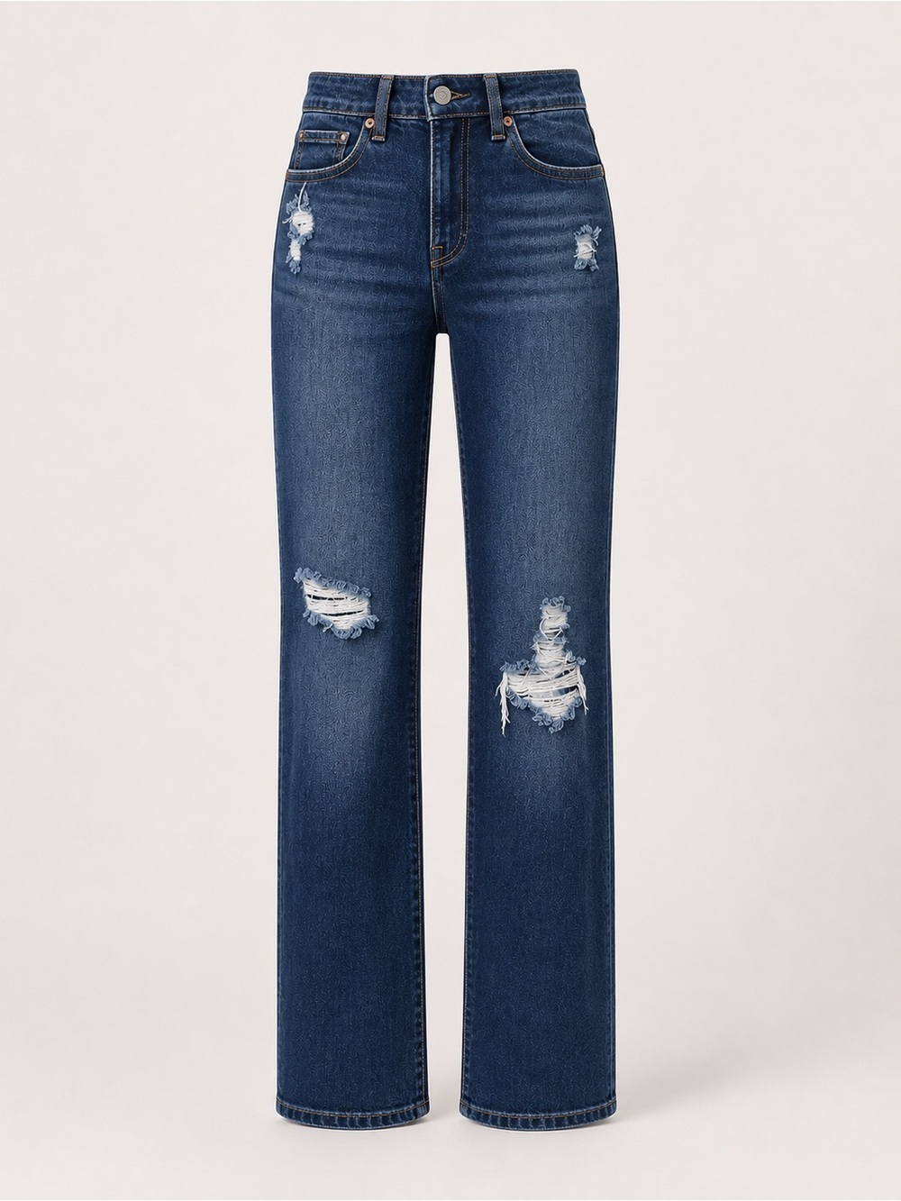 Levi's Dark Blue Straight Leg Distressed Jeans